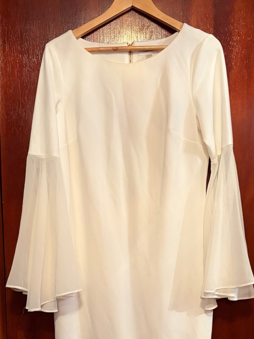 Calvin Klein Ivory Bell-Sleeve Dress